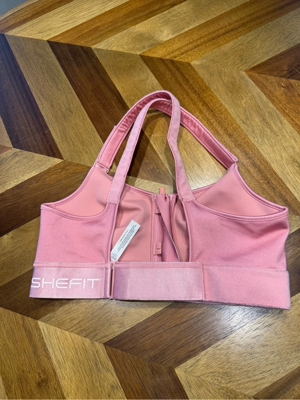 SHEFIT Luxe Pink Front-Zip Adjustable-Compression Sports Bra Preowned